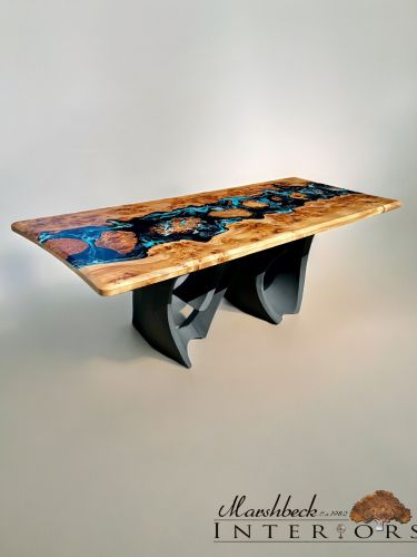 Burr Elm Islands Resin Dining Table