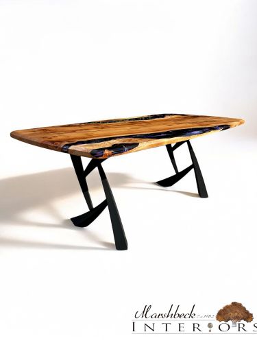 Burr Elm & Deep Purple Sea River Dining Table