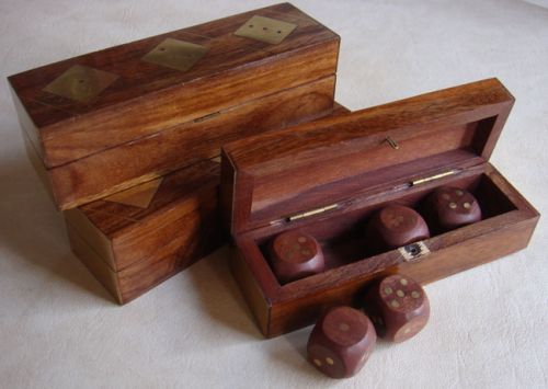 Rosewood & Brass Dice Set in Box