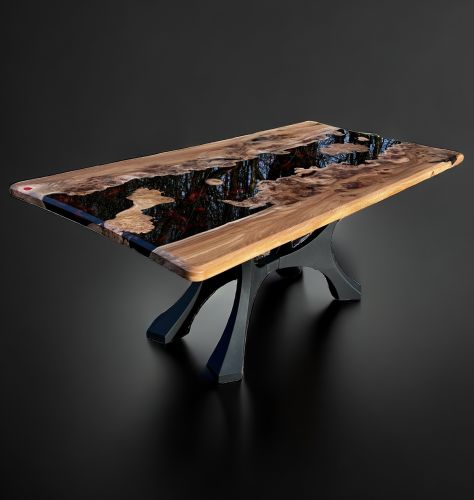 Burr Elm Magma Resin Dining Table