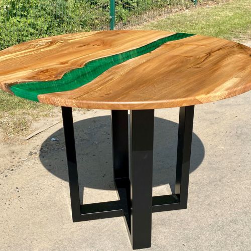 Elm Circular Resin River Dining Tables x8