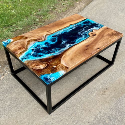 Elm River Coffee Table Deep Sea Artwork