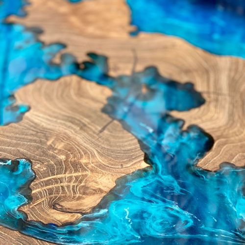 UK Teak & Ocean Resin Side Table