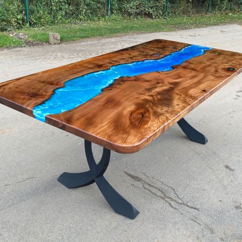 Elm & Ocean Resin Dining Table Gloss Finish