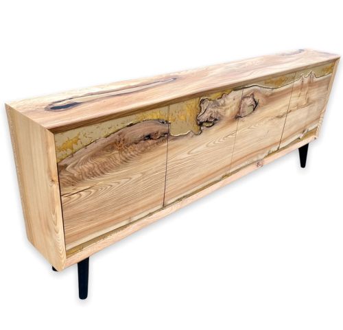 Solid Elm Sideboard with Molten Gold Doors