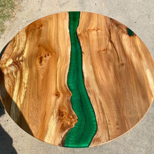 Elm Circular Resin River Dining Tables x8