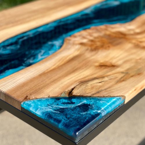 River Coffee Table Deep Sea Artwork Elm