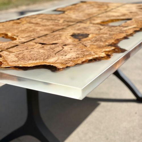 Burr Oak Stitched Dining Table