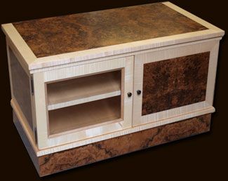 Burr Walnut & Fiddle Maple TV Stand