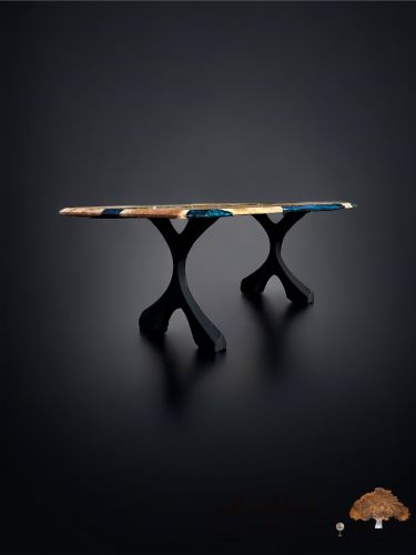 Oak & Multi-Blue River Dining Table