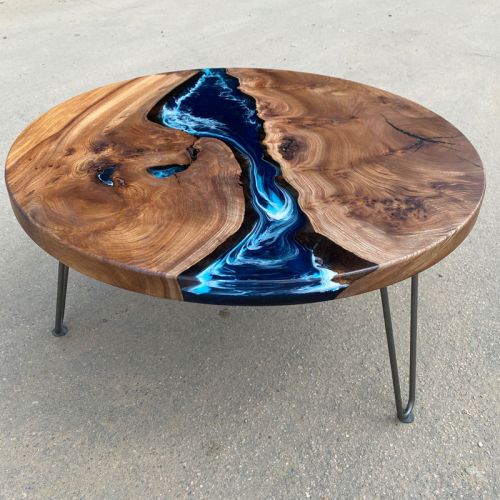 Circular Elm & Deep Sea River Coffee Table