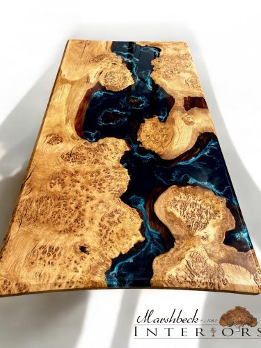 Burr Oak & Midnight Sea River Dining Table