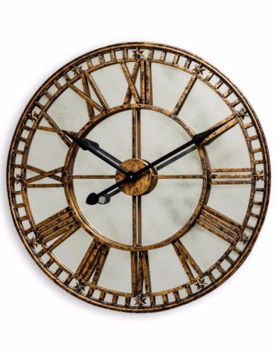 Large Gold Clock with Antiqued Mirror Face