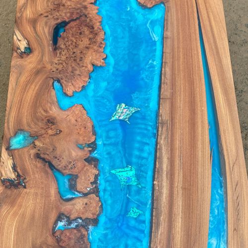 Manta Ray Family & Ocean Art River Coffee Table