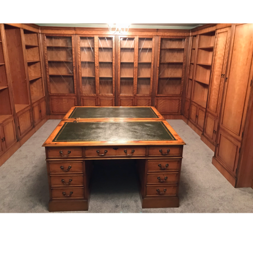 Yew Library Bookcases and Desk Set