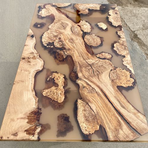 Burr Oak Islands River Table Mocha Resin