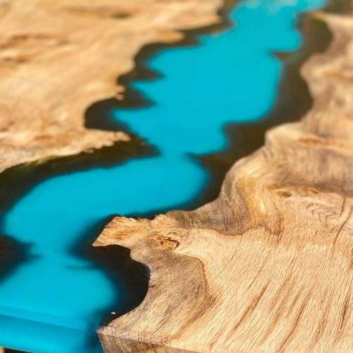 Oak & Glacier Blue River Dining Table