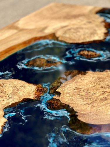 Burr Oak & Midnight Sea River Dining Table