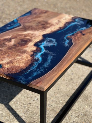 Burr Elm & Midnight Sea Coffee Table