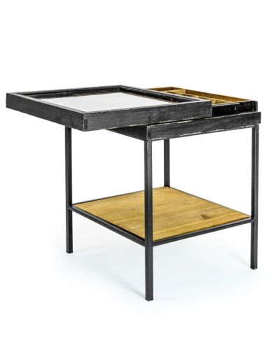 Antiqued Black Set of 2 Display Nest of Tables