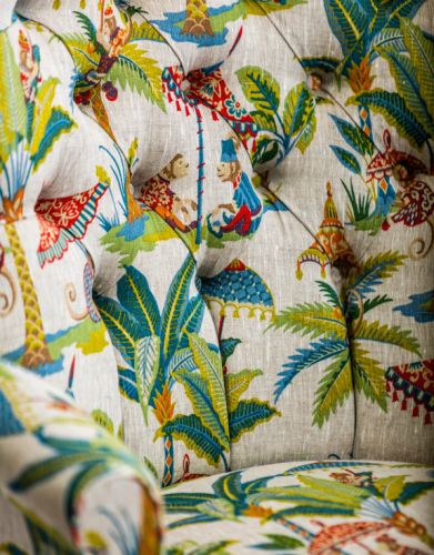Exotic Monkey Parasol Button-back Occasional Chair