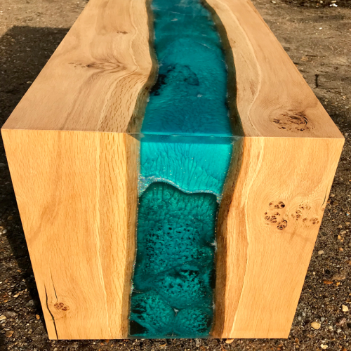 Pippy Oak & Blue Resin River TV Stand/Coffee Table