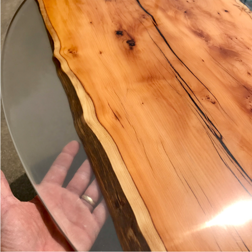 Circular Yew & Resin River Dining Table 6 Seater