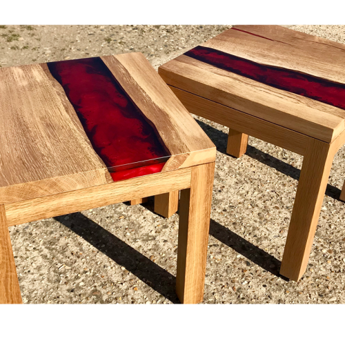 Oak Lava Resin Lamp Tables