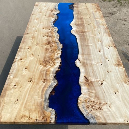 Mappa Burr & 2 Tone Blue River Dining Table