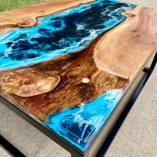 Elm River Coffee Table Deep Sea Artwork