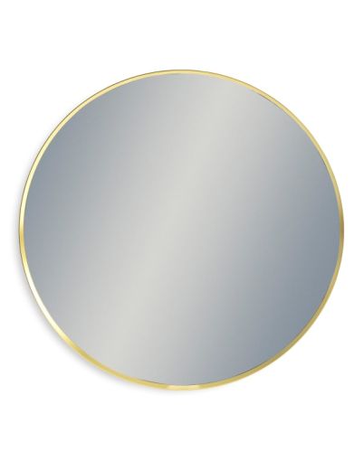 Large Round Gold Metal Flare-Framed Broadway Wall Mirror
