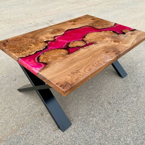 Burr Elm & Hot Pink River Coffee Table