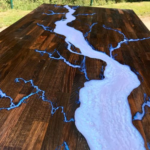 Lightning Oak & Resin Dining Table