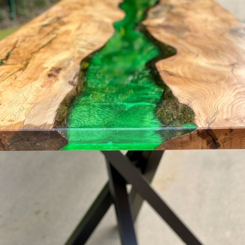 Elm & Kryptonite Green Resin River Dining Table