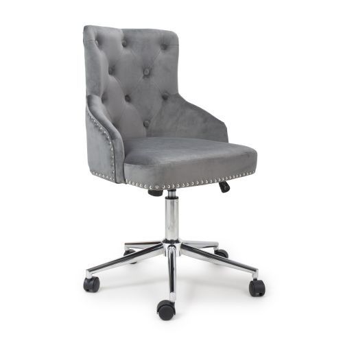 Rocco Brushed Velvet Office Chair, Grey