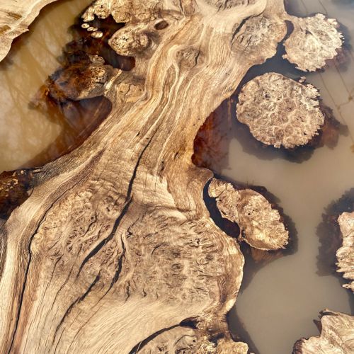 Burr Oak Islands River Table Mocha Resin