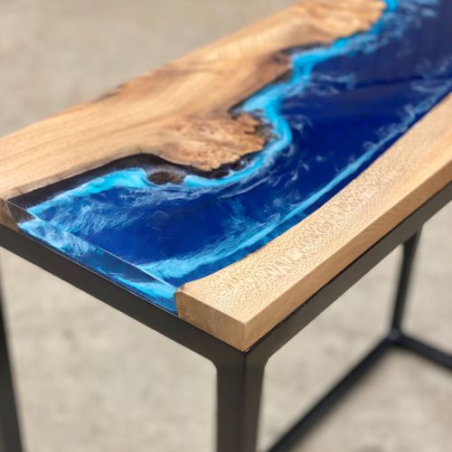 Deep Sea Burr Elm River Console Table