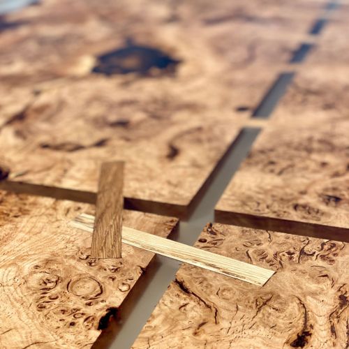 Burr Oak Stitched Dining Table