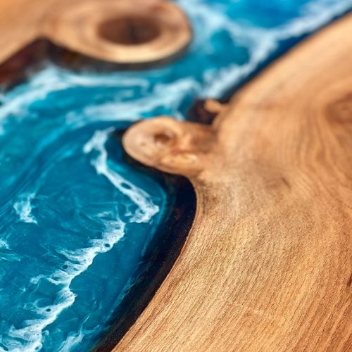 Character Elm & Ocean Art Circular River Dining Table