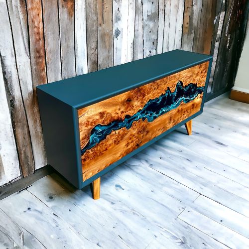 River Sideboard Burr Elm & Ocean Doors