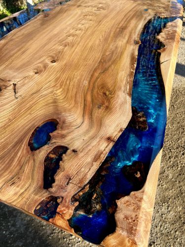 Ancient Elm & Multi Blue River Dining Table