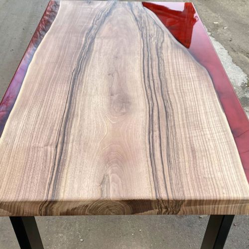 Walnut & Red Lava River Desk