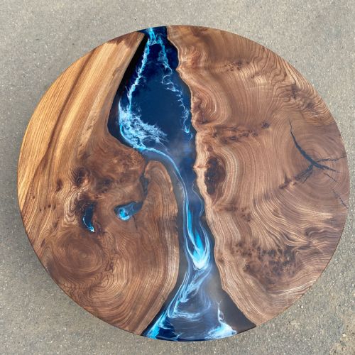 Circular Elm & Deep Sea River Coffee Table