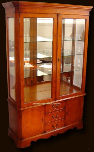 Marquetry Drawer Base Antique Reproduction Display Cabinet