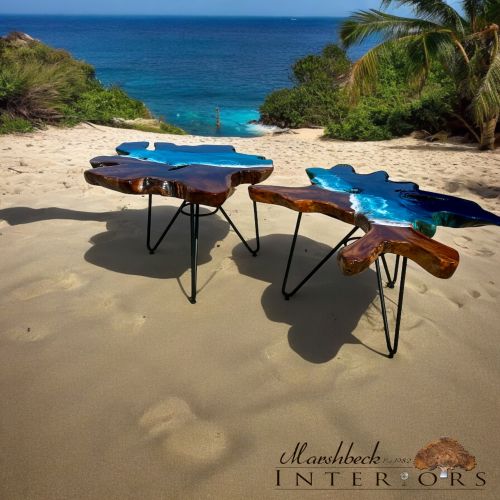 Teak & Ocean Art Coffee Table