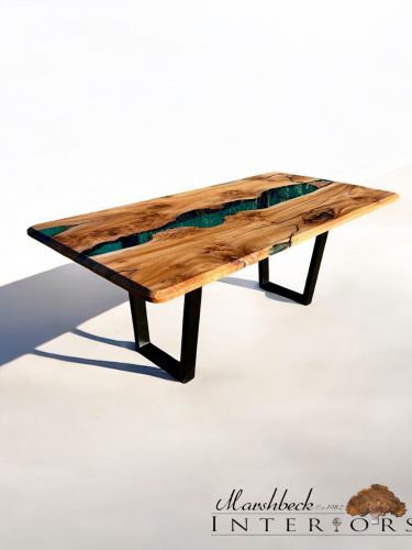 Elm & Clear Blue River Dining Table