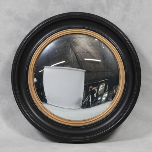 Round Black Large Convex Mirror