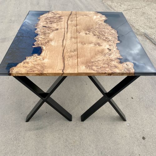 Twin River Desks in Burr Oak Smokey Resin