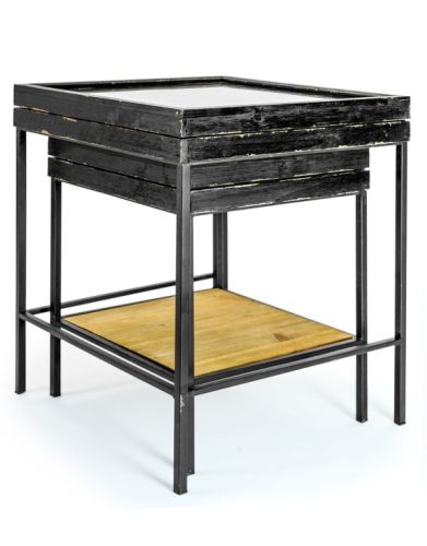Antiqued Black Set of 2 Display Nest of Tables