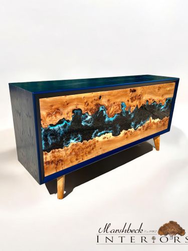 River Sideboard Burr Elm & Ocean Doors